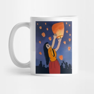 Girl with Chinese lantern Mug